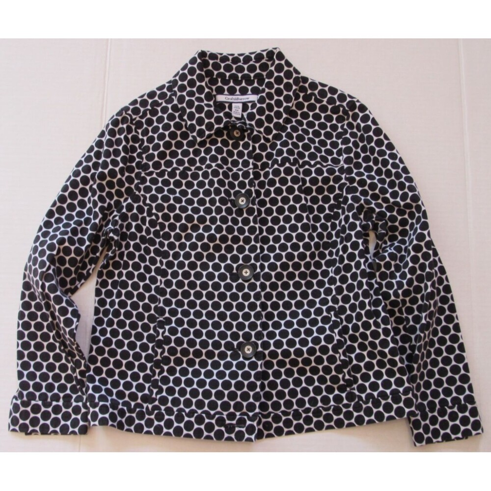 Croft & Barrow Collared Black & White Polka Dot Button Jkt/Blazer Size Petite M